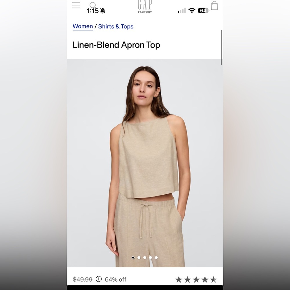 GAP Women's Linen-Blend Tan Crop Top